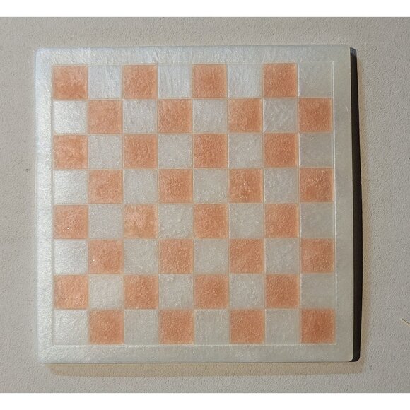 Acrylic Simulated Marble & Pink Onyx Chess Checker Board - Excellent Condition - Picture 1 of 4